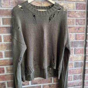 525 "Destroyed" Crew Neck Sweater - Olive